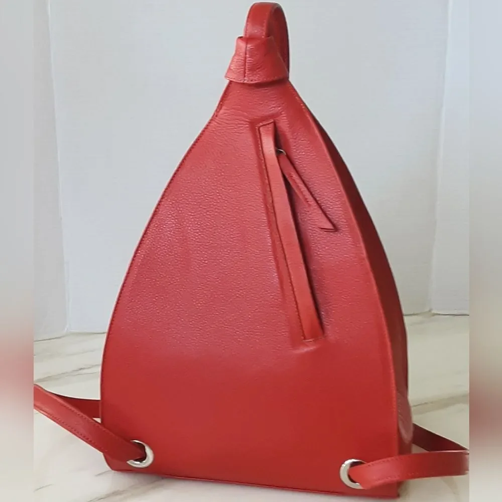 CASA LOPEZ The Cartera Minna Orange Genuine Leather Sling Backpack